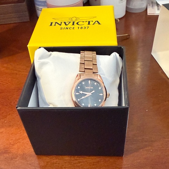 Invicta Accessories - Invicta Rose Gold Watch with Blue Dial